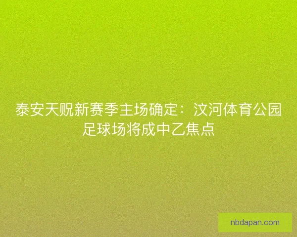 泰安天贶新赛季主场确定：汶河体育公园足球场将成中乙焦点